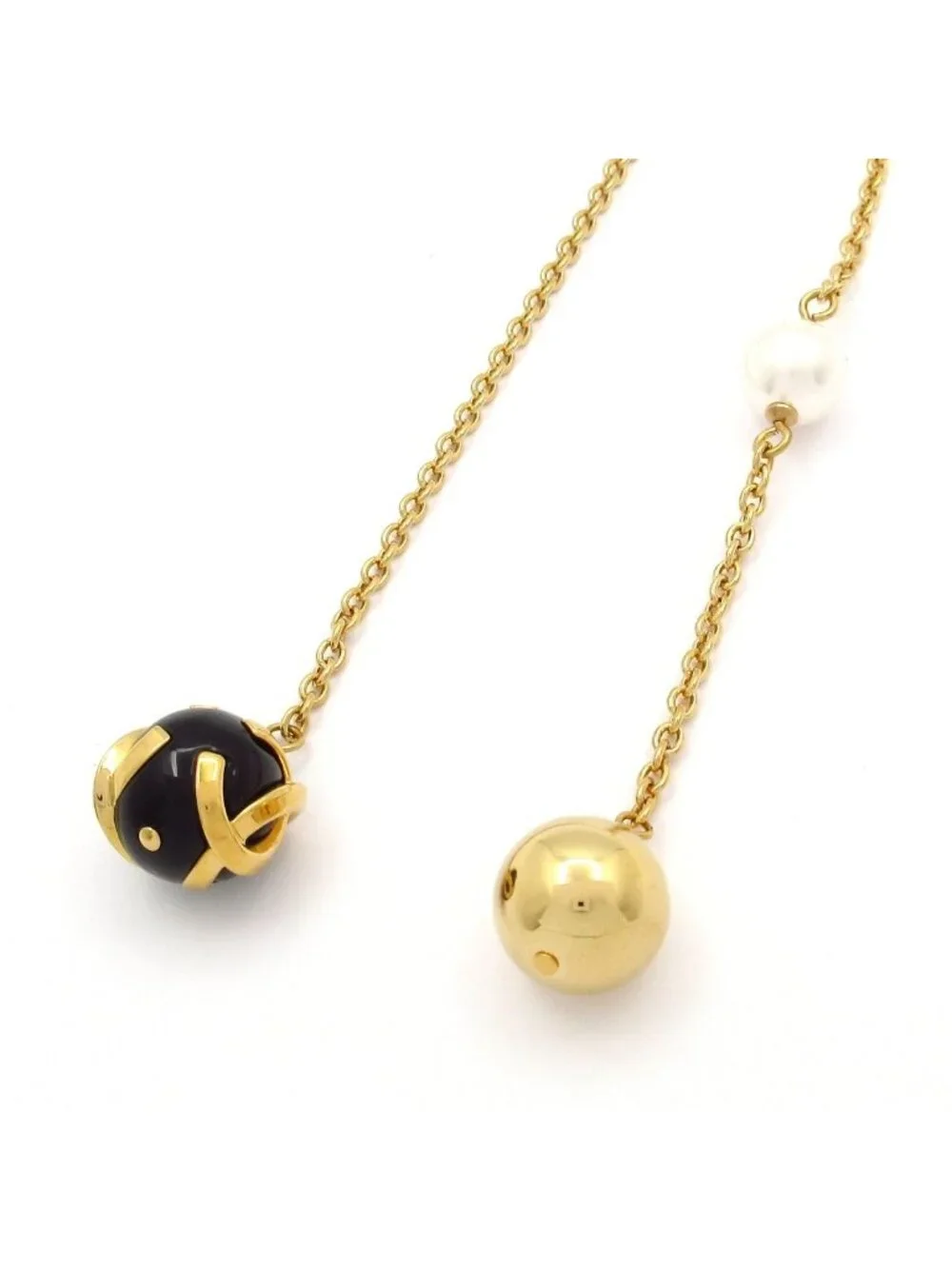 Chanel Necklace CC Logo Gold Black White